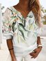 Holiday leaves flowers zipper loose top sweater