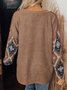 Plaid Autumn West Style Polyester Buttoned Pullover Long sleeve Mid-long H-Line Sweatshirts for Women