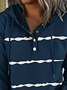 Casual Striped Loose Knit Long Sleeve Hooded Sweatshirt