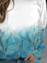 Casual Floral Cotton-Blend Sweatshirt