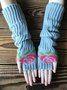 Rose Jacquard Half Finger Gloves Long Wool Sleeves Autumn and Winter Warmth Daily Matching