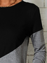 Casual Contrast Panel Crew Neck Knit Long Sleeve T-Shirt