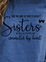 Side By Side Or Miles Apart Sisters Will Always Be Connected By Heart Svg Knit Sweatshirt