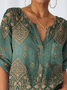 V Neck Loose Ethnic Paisley Tops