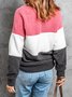 Women Striped Casual Autumn Split Joint Micro-Elasticity Loose Regular H-Line Regular Size Sweatshirts