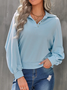 Women Casual Plain Autumn Polyester Long sleeve Shawl Collar Regular Regular Regular Size Sweatshirts