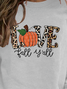 Women Casual Leopard Autumn Daily Halloween Long sleeve Crew Neck H-Line Regular Sweatshirt