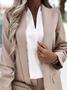 Women Casual Plain Autumn Polyester Natural Daily Long sleeve Shawl Collar Regular Blazer