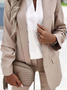 Women Casual Plain Autumn Polyester Natural Daily Long sleeve Shawl Collar Regular Blazer