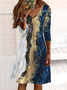 Women Casual Ombre Autumn Polyester Regular Fit Midi Long sleeve Regular Medium Elasticity Dress