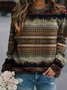 Casual Ethnic Autumn Spandex Daily Loose H-Line Medium Elasticity Regular Size Sweatshirt for Women