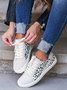 Women Casual All Season Leopard Printing Commuting Flat Heel PINS Style Lace-Up Synthetic Leather Sneakers