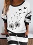 Dandelion Casual Autumn Spandex Drawstring Natural Daily Elastic Band Crew Neck Two Piece Sets for Women
