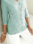 Casual Plain Autumn Polyester V neck Daily Long sleeve Regular H-Line Tops for Women