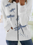 Casual Autumn Dragonfly Spandex Micro-Elasticity Long sleeve Off Shoulder Sleeve Regular Regular Size Sweatshirt for Women