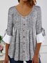 Women Casual Plain Autumn Polyester Daily Regular Fit Flare Sleeve A-Line Regular Tops