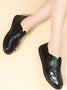 Women Vintage Plain All Season Split Joint Breathable Daily PU Vintage Style Deep Mouth Shoes Flats