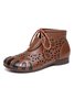 Women Vintage Plain All Season Round Toe PU Pu Mother's Day Rubber Lace-Up Boots