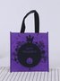 All Season Text Letters Party Printing Canvas Open-top Wearable Halloween Regular Shopping Totes for Women