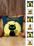 Halloween Pumpkin Cat Print Home Pillow Cushion Cover 45*45
