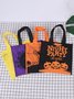 All Season Text Letters Party Printing Canvas Open-top Wearable Halloween Regular Shopping Tote for Women