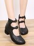 Women Vintage Plain All Season Daily Closed Toe PU Pu Rubber Shallow Shoes Heels
