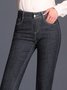 Casual Plain Autumn Natural High Elasticity Daily Slim fit Pants Denim Long Jeans for Women
