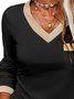 Casual Color Block Autumn Spandex Regular Fit Long sleeve Regular H-Line Regular T-shirt for Women