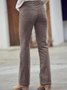 Casual Plain Autumn Micro-Elasticity Daily Corduroy Buttons Bell-Bottomtrousers X-Line Casual Pants for Women