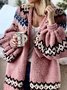 Women Casual Floral Winter Natural Daily Long sleeve Wool/Knitting Regular Regular Size Sweater coat