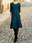 Casual Ethnic Autumn Polyester Daily Regular Fit Midi Crew Neck Regular Size Dresses for Women