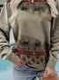 Women Casual Animal Autumn Spandex Daily Loose Pullover Crew Neck Regular Size Sweatshirts