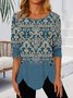 Casual Ombre Autumn Daily Loose Jersey Long sleeve Regular A-Line Top for Women