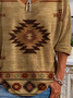 Women Ethnic Autumn Vacation Daily Loose Long sleeve Regular Regular Regular Size T-shirt