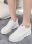 Women Casual Plain All Season Split Joint Flat Heel PU Pu Lace-Up Standard Sneakers