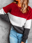 Casual Color Block Autumn Polyester Micro-Elasticity Loose Long sleeve Regular Regular Size Sweatshirts for Women