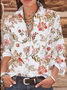 Casual Floral Autumn Polyester Daily Long sleeve H-Line Regular Regular Size Blouse for Women