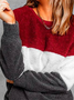 Casual Color Block Autumn Polyester Micro-Elasticity Loose Long sleeve Regular Regular Size Sweatshirts for Women