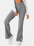 Casual Plain Autumn Regular Fit Elastic Band Bell-Bottomtrousers A-Line Regular Regular Size Sweatpants for Women