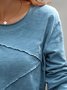 Women Casual Plain Autumn Regular Fit Pullover Crew Neck Cotton-Blend Regular H-Line T-shirt