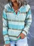 Women Striped Casual Autumn Hoodie Micro-Elasticity Daily H-Line Regular Regular Size Sweatshirts