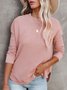 Casual Plain Autumn Polyester Daily Crew Neck Regular H-Line Regular Size Tops for Women