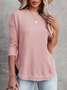 Casual Plain Autumn Polyester Daily Crew Neck Regular H-Line Regular Size Tops for Women