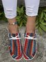 Striped All Season Ethnic Flat Heel Closed Toe Fabric Hot List Lace Up Shoes EVA Flats for Women