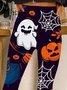 Women's Halloween Pumpkin Ghost Fun Print Leggings