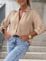 Shawl Collar Casual Plain Buttoned Blouse