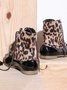 Glitter Leopard Contrast Panel Duck Bill Rain Boots