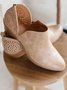 Cutout Breathable Pointed Toe Chunky Heel Booties