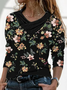 Floral Crew Neck Casual Tops