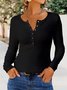 Casual V Neck Buttoned T-Shirt
